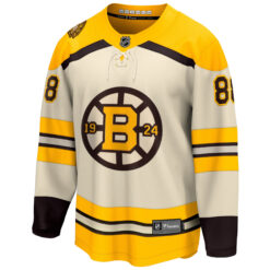 Alternative view of David Pastrnak Boston Bruins Cream Alternate 100th Anniversary Jersey - All Stitched