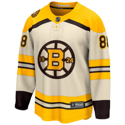Alternative view of David Pastrnak Boston Bruins Cream Alternate 100th Anniversary Jersey - All Stitched