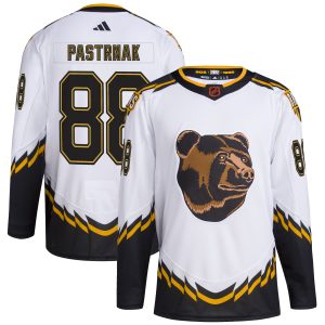 David Pastrnak Boston Bruins White Reverse Retro Primegreen Jersey - All Stitched