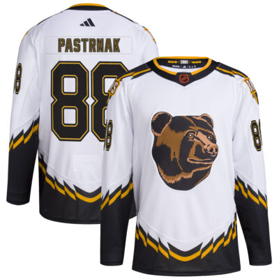 David Pastrnak Boston Bruins White Reverse Retro Primegreen Jersey - All Stitched