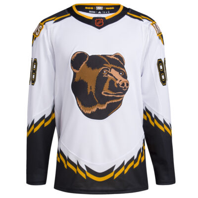 Alternative view of David Pastrnak Boston Bruins White Reverse Retro Primegreen Jersey - All Stitched