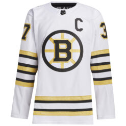 Alternative view of Patrice Bergeron Boston Bruins White Away Primegreen Jersey - All Stitched