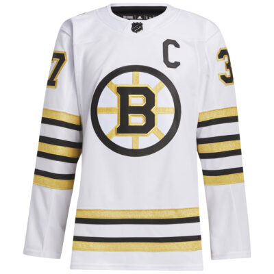 Alternative view of Patrice Bergeron Boston Bruins White Away Primegreen Jersey - All Stitched