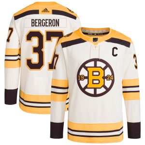 Patrice Bergeron Boston Bruins Cream Alternate Primegreen Jersey - All Stitched