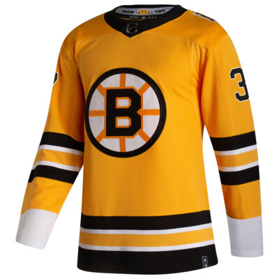 Alternative view of Patrice Bergeron Boston Bruins Yellow 2000/01 Reverse Retro Jersey - All Stitched