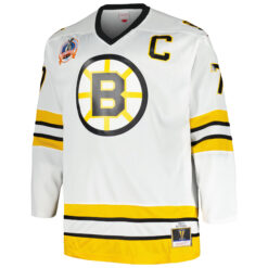 Alternative view of Ray Bourque Boston Bruins White Captain Patch Blue Line Jersey - All Stitched