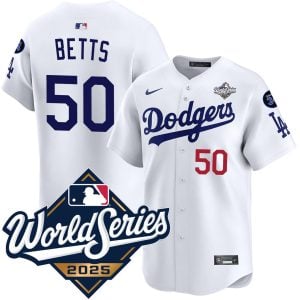 Mookie Betts Los Angeles Dodgers White Home 2025 World Series Limited Jersey - All Stitched