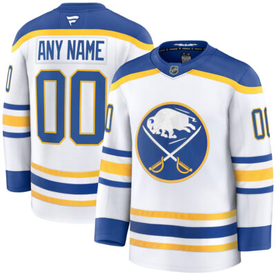 Custom Buffalo Sabres White Away Premium Jersey - All Stitched