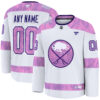 Custom Buffalo Sabres White Purple 2024 Hockey Fights Cancer Jersey - All Stitched