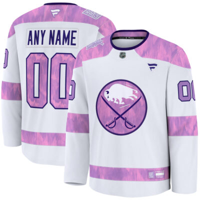 Custom Buffalo Sabres White Purple 2024 Hockey Fights Cancer Jersey - All Stitched