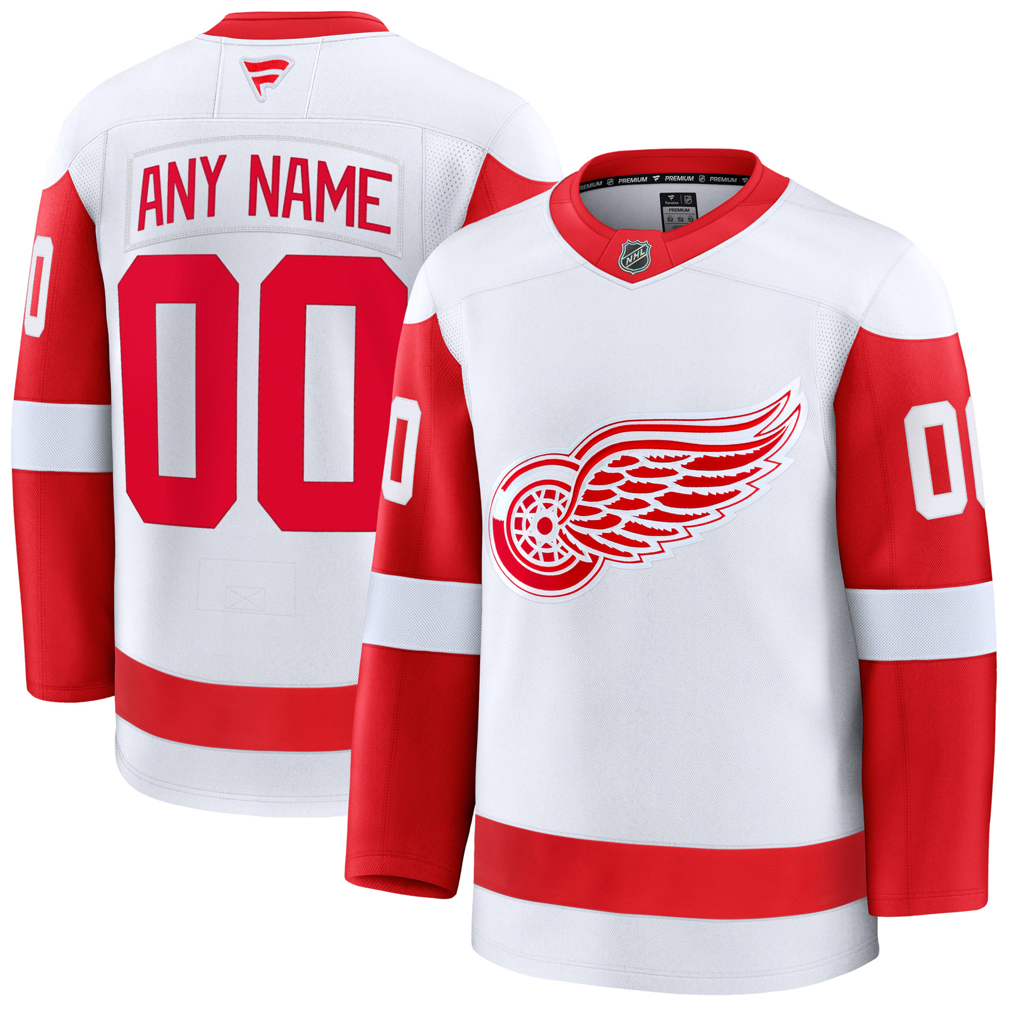 Custom Detroit Red Wings White Away Premium Jersey - All Stitched