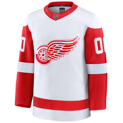 Alternative view of Custom Detroit Red Wings White Away Premium Jersey - All Stitched