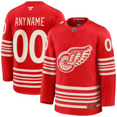 Custom Detroit Red Wings Red Centennial Alternate Premium Jersey - All Stitched