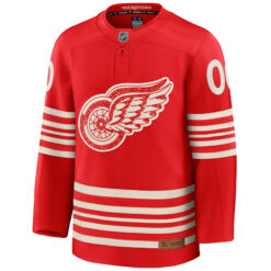 Alternative view of Custom Detroit Red Wings Red Centennial Alternate Premium Jersey - All Stitched