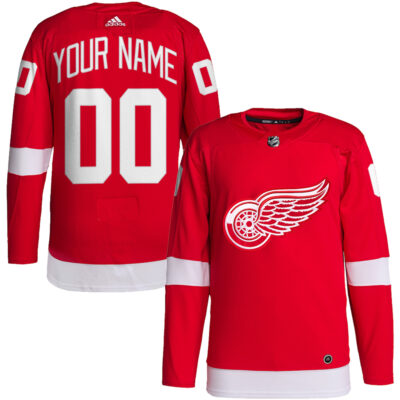 Custom Detroit Red Wings Red Home Primegreen Jersey - All Stitched