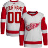 Custom Detroit Red Wings White Away Primegreen Jersey - All Stitched