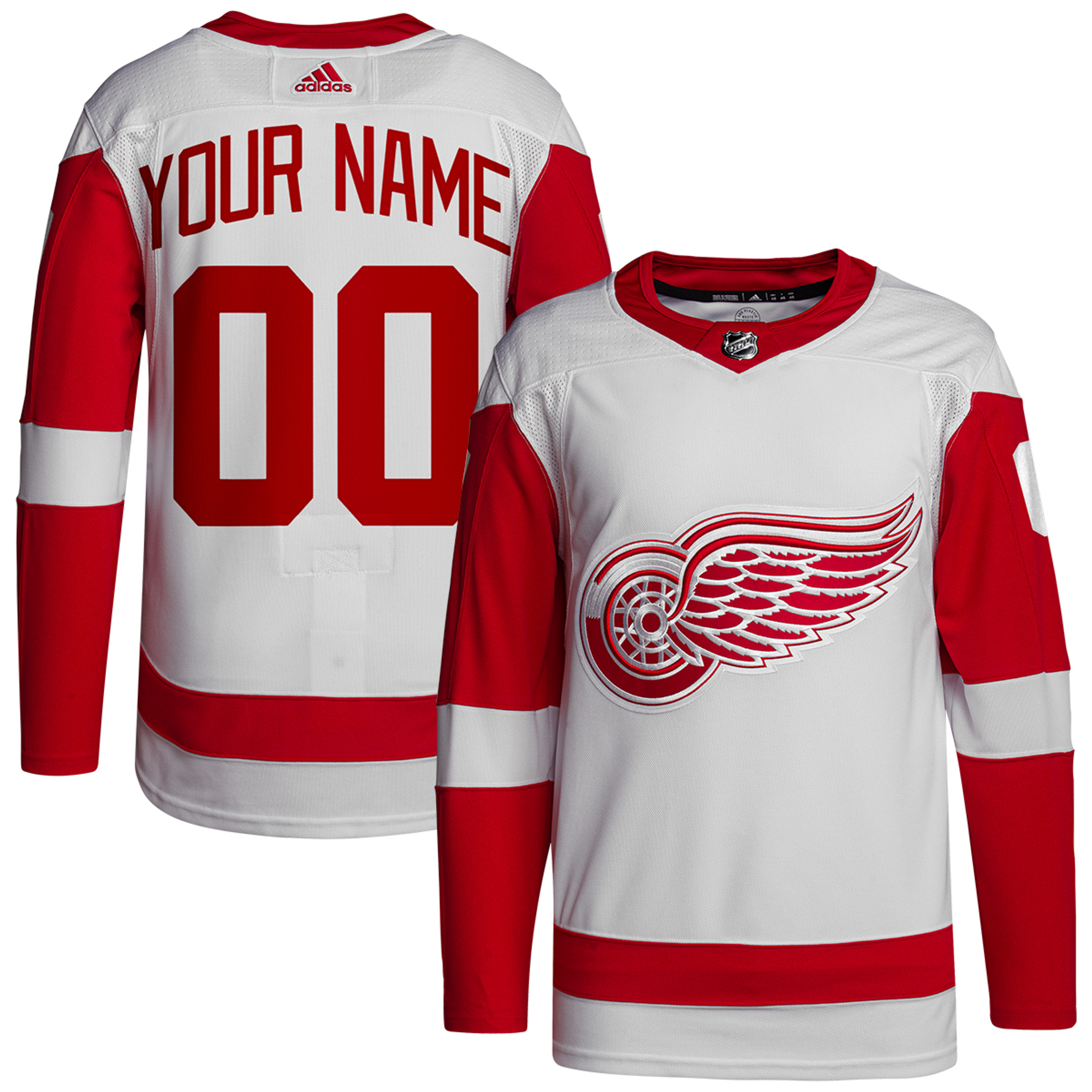 Custom Detroit Red Wings White Away Primegreen Jersey - All Stitched