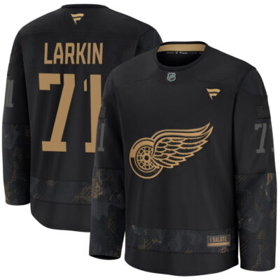 Dylan Larkin Detroit Red Wings Black 2024 Military Appreciation Premium Jersey - All Stitched