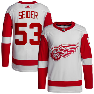 Moritz Seider Detroit Red Wings White Away Primegreen Jersey - All Stitched