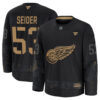 Moritz Seider Detroit Red Wings Black 2024 Military Appreciation Premium Jersey - All Stitched