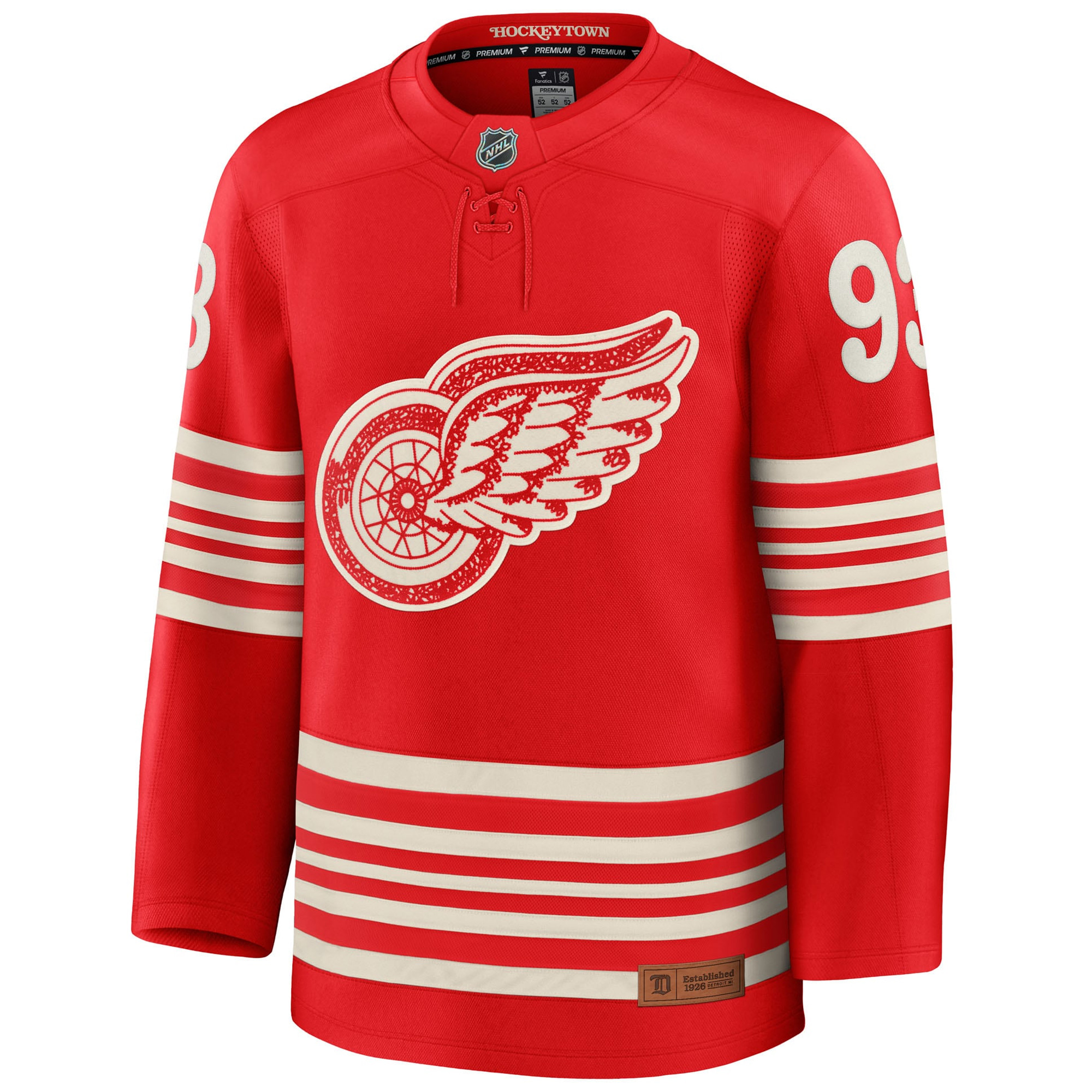 Alex DeBrincat Detroit Red Wings Red Centennial Alternate Premium Jersey - All Stitched - Image 2