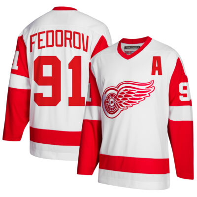 Sergei Fedorov Detroit Red Wings White Away Primegreen Jersey - All Stitched
