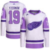Steve Yzerman Detroit Red Wings White Purple Hockey Fights Cancer Primegreen Jersey - All Stitched