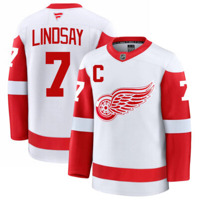 Ted Lindsay Detroit Red Wings White Away Premium Jersey - All Stitched