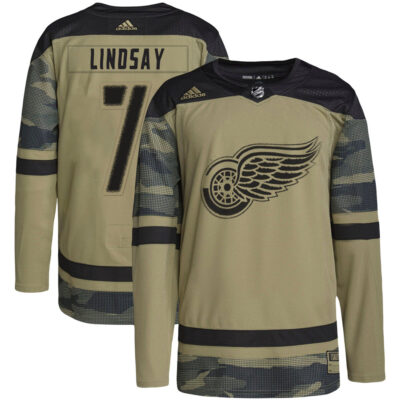 Ted Lindsay Detroit Red Wings Camo Military Appreciation Primegreen Jersey - All Stitched