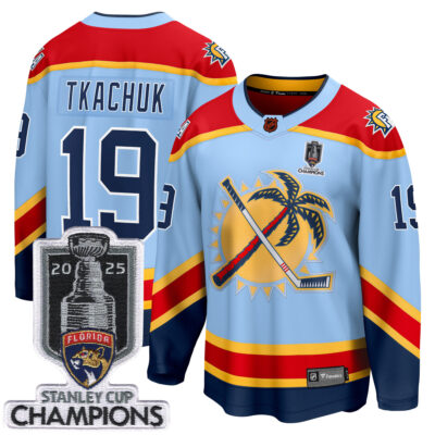 Matthew Tkachuk Florida Panthers 2025 Stanley Cup Championship Light Blue Alternate Premium Jersey - All Stitched