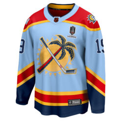 Alternative view of Matthew Tkachuk Florida Panthers 2025 Stanley Cup Championship Light Blue Alternate Premium Jersey - All Stitched