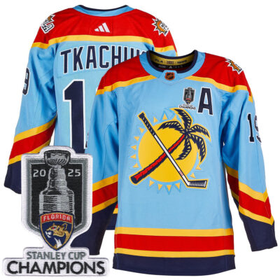 Matthew Tkachuk Florida Panthers 2025 Stanley Cup Championship Light Blue Alternate Primegreen Jersey - All Stitched
