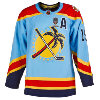 Alternative view of Matthew Tkachuk Florida Panthers 2025 Stanley Cup Championship Light Blue Alternate Primegreen Jersey - All Stitched
