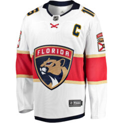 Alternative view of Aleksander Barkov Florida Panthers White Away Premium Jersey - All Stitched