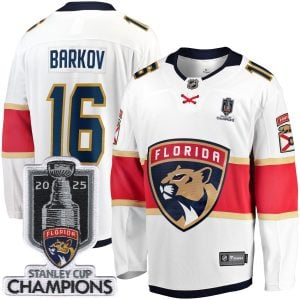 Aleksander Barkov Florida Panthers 2025 Stanley Cup Championship White Away Premium Jersey - All Stitched