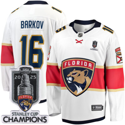 Aleksander Barkov Florida Panthers 2025 Stanley Cup Championship White Away Premium Jersey - All Stitched
