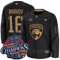Aleksander Barkov Florida Panthers 2025 Stanley Cup Championship Black 2024 Military Appreciation Jersey - All Stitched