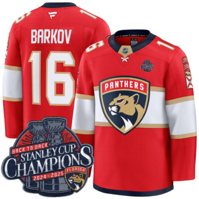 Aleksander Barkov Florida Panthers Back To Back Championship Red Home Premium Jersey - All Stitched