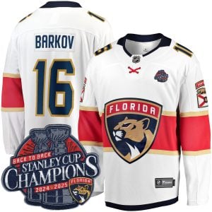 Aleksander Barkov Florida Panthers Back To Back Championship White Away Premium Jersey - All Stitched