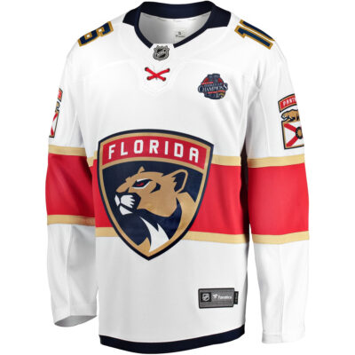 Alternative view of Aleksander Barkov Florida Panthers Back To Back Championship White Away Premium Jersey - All Stitched