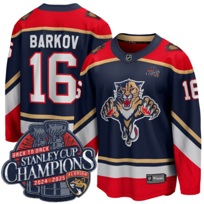 Aleksander Barkov Florida Panthers Back To Back Championship Blue 2020/21 Special Edition Jersey - All Stitched