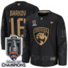 Aleksander Barkov Florida Panthers Back To Back Championship Black 2024 Military Appreciation Jersey - All Stitched
