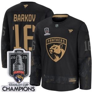 Aleksander Barkov Florida Panthers Back To Back Championship Black 2024 Military Appreciation Jersey - All Stitched