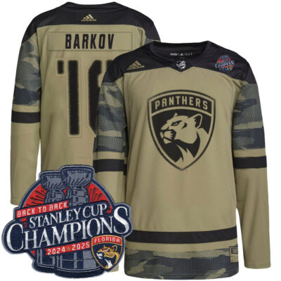 Aleksander Barkov Florida Panthers Back To Back Championship Camo Military Appreciation Jersey - All Stitched
