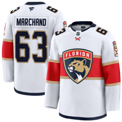 Brad Marchand Florida Panthers White Away Premium Jersey - All Stitched