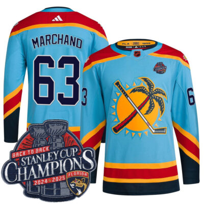 Brad Marchand Florida Panthers Back To Back Championship Light Blue Alternate Primegreen Jersey - All Stitched