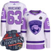 Brad Marchand Florida Panthers Back To Back Championship White Purple Hockey Fights Cancer Jersey - All Stitched