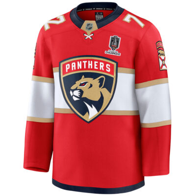 Alternative view of Sergei Bobrovksy Florida Panthers 2025 Stanley Cup Championship Red Home Premium Jersey - All Stitched