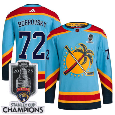 Sergei Bobrovksy Florida Panthers 2025 Stanley Cup Championship Light Blue Alternate Primegreen Jersey - All Stitched