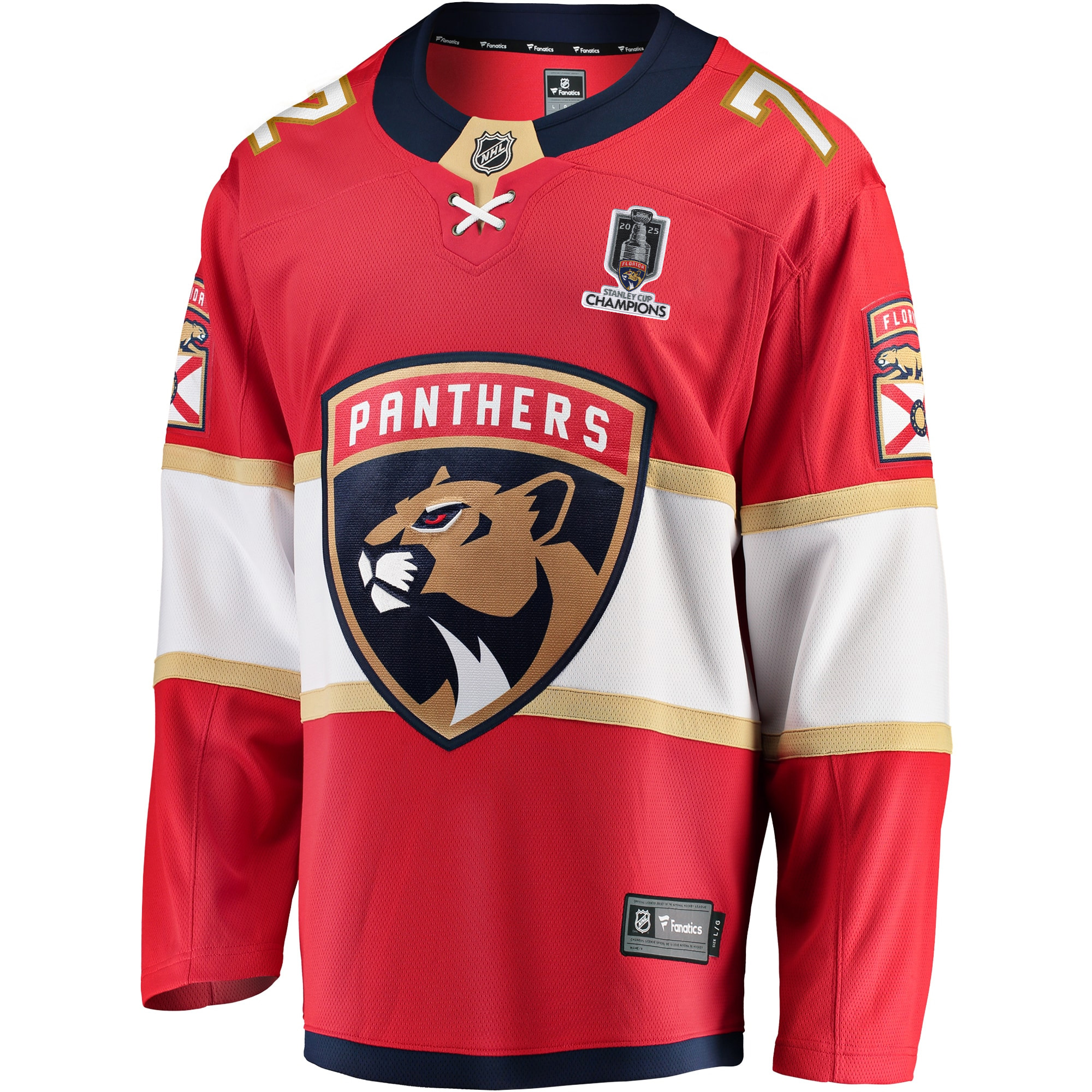 Sergei Bobrovksy Florida Panthers 2025 Stanley Cup Championship Red Home Jersey - All Stitched - Image 2